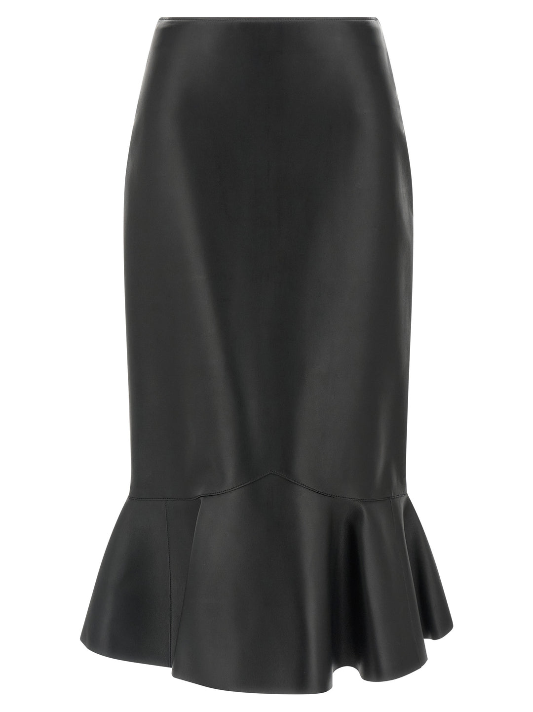Fendi Black Lamb Leather Midi Skirt