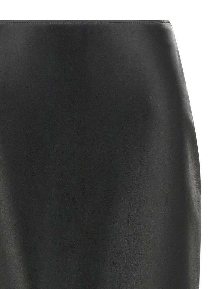 Fendi Black Lamb Leather Midi Skirt