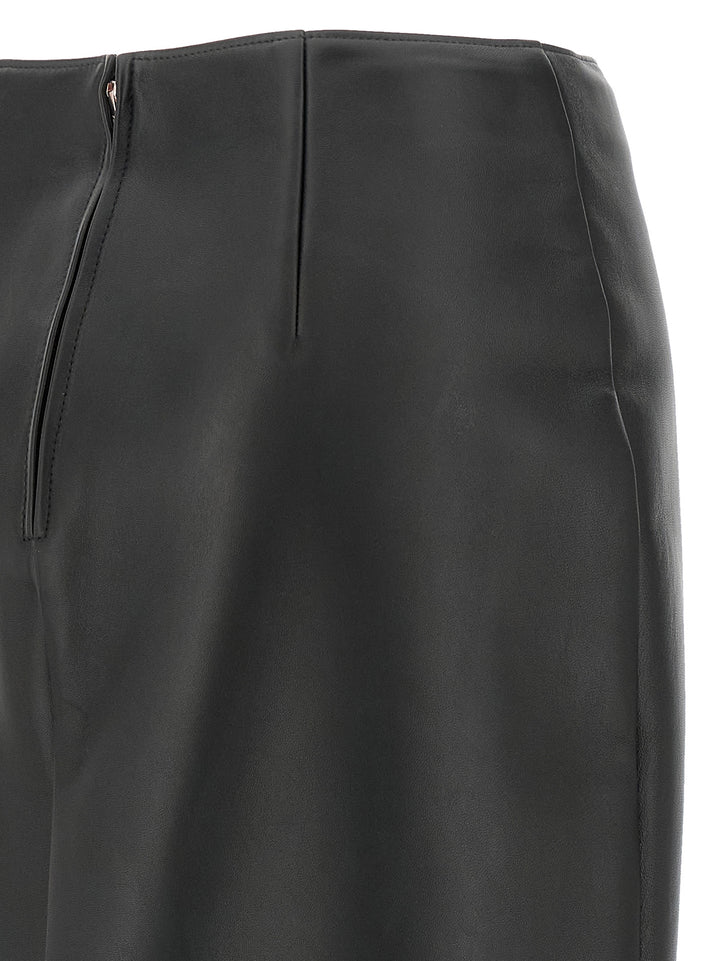 Fendi Black Lamb Leather Midi Skirt