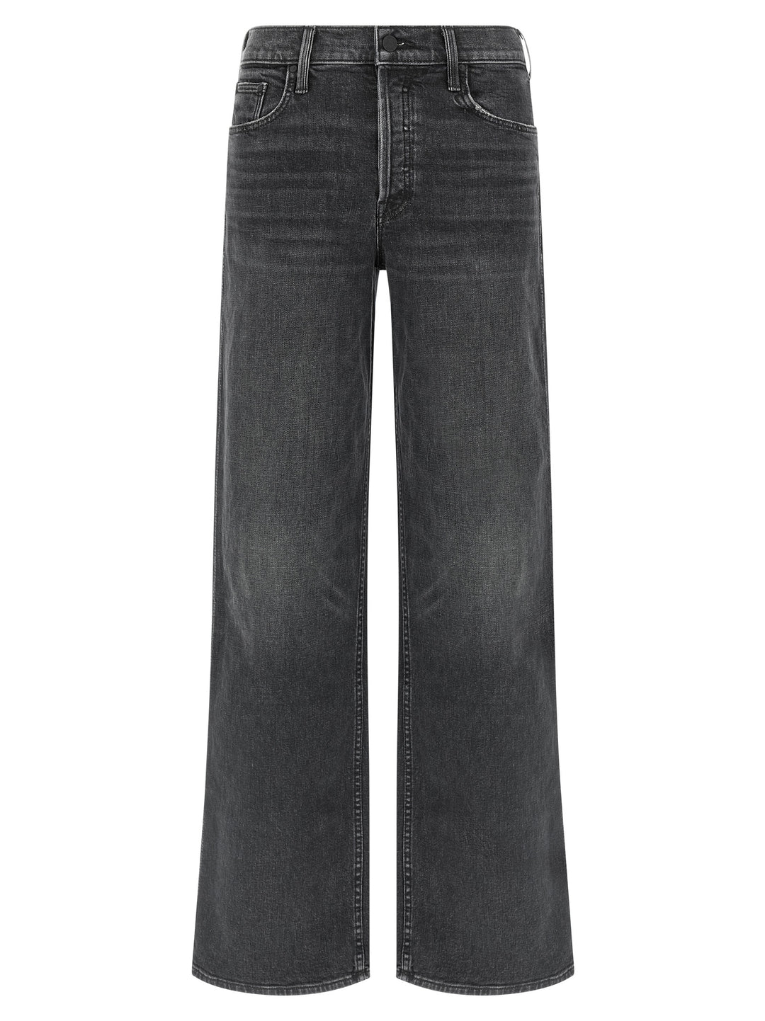Mother Denim Black Cotton Straight-Leg Jeans