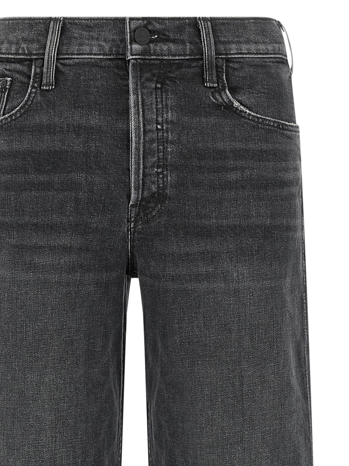 Mother Denim Black Cotton Straight-Leg Jeans