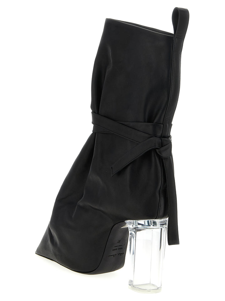 Rick Owens Black Cowhide Ankle Boots