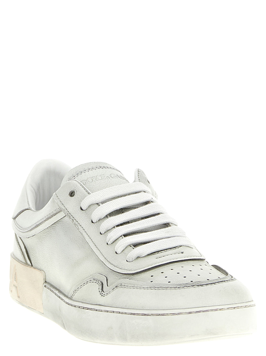 Dolce &amp; Gabbana White Lamb Leather Low Top Sneakers