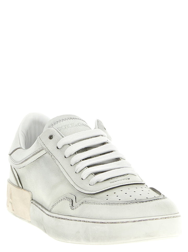 Dolce &amp; Gabbana White Lamb Leather Low Top Sneakers
