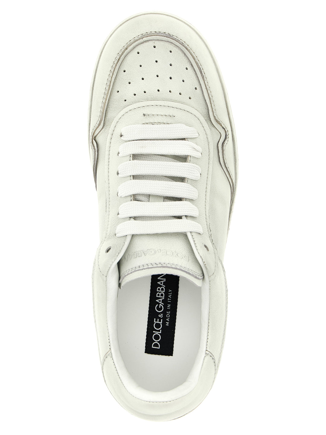 Dolce &amp; Gabbana White Lamb Leather Low Top Sneakers