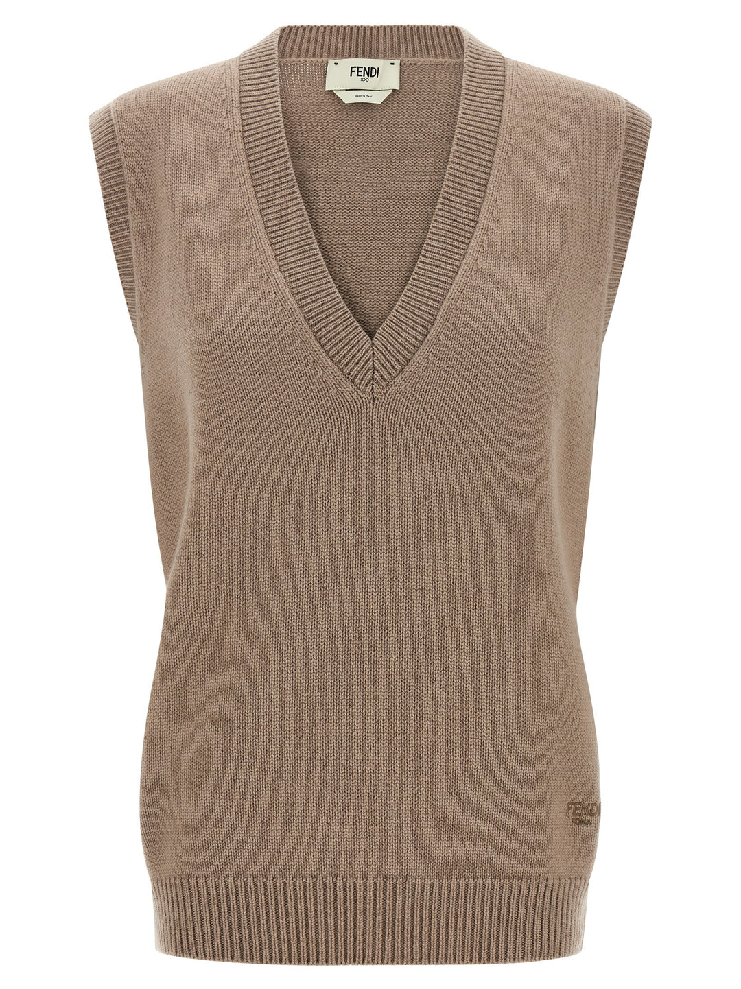Fendi Beige Cashmere Sleeveless Jacket