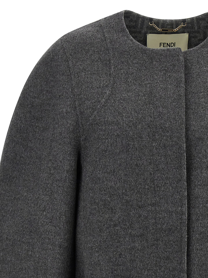 Fendi Gray Virgin Wool Coat
