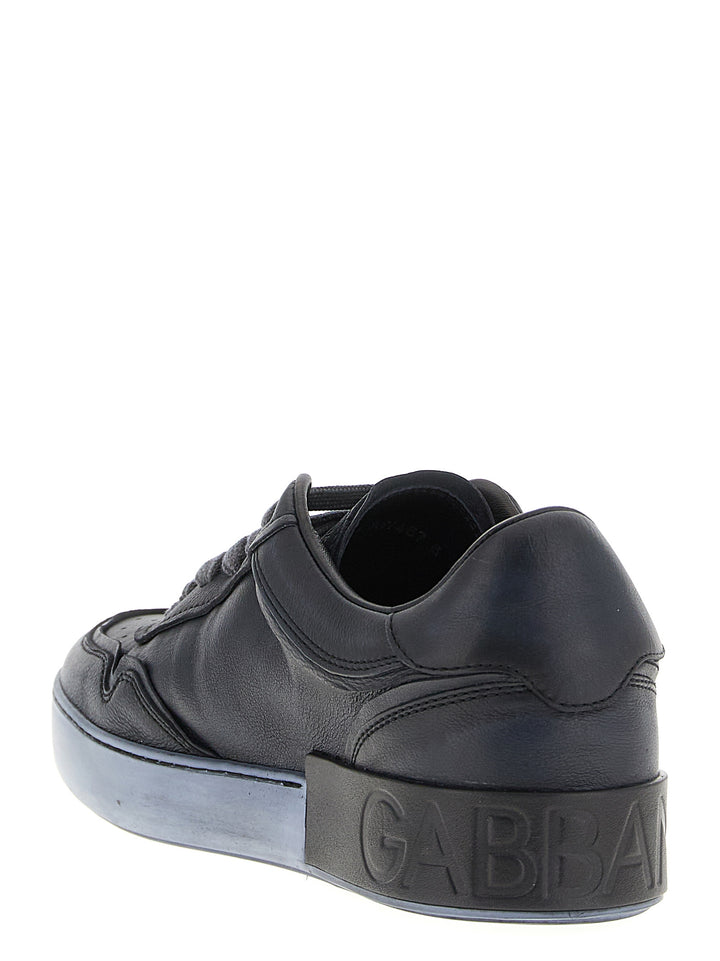 Dolce &amp; Gabbana Black Lamb Leather Low Top Sneakers