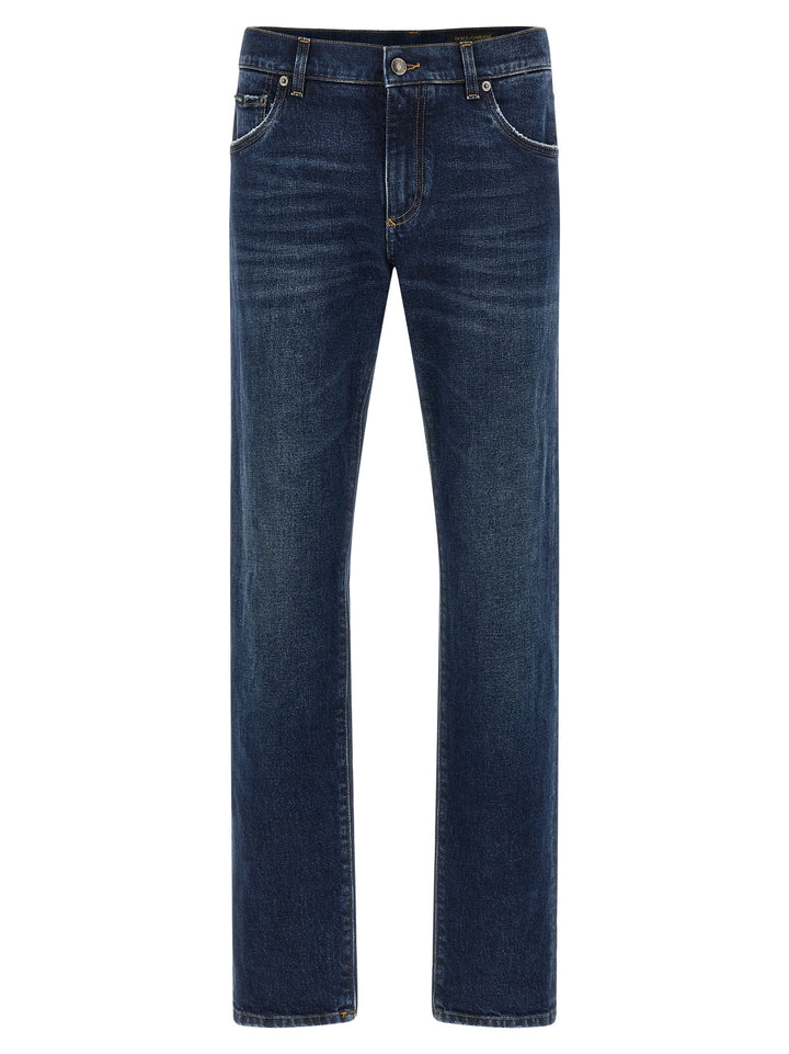 Dolce &amp; Gabbana Blue Cotton Straight-Leg Jeans