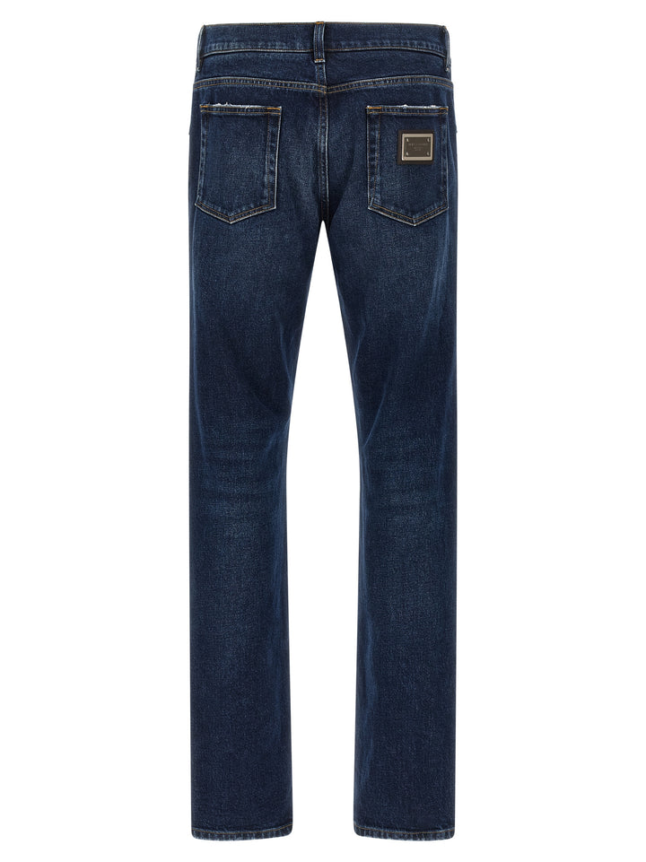 Dolce &amp; Gabbana Blue Cotton Straight-Leg Jeans