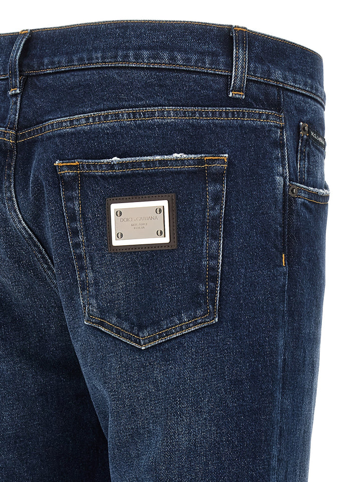 Dolce &amp; Gabbana Blue Cotton Straight-Leg Jeans