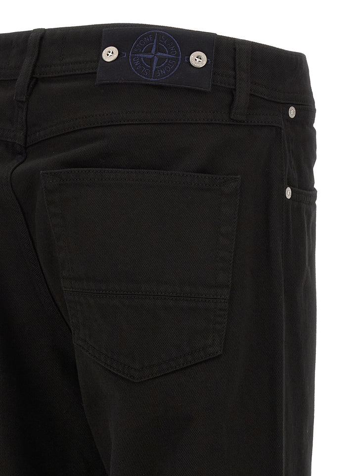 Stone Island Black Cotton Straight-Leg Jeans