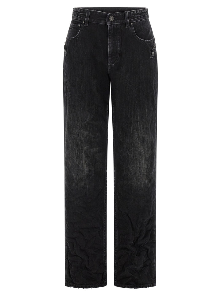 Balenciaga Black Cotton Straight-Leg Jeans