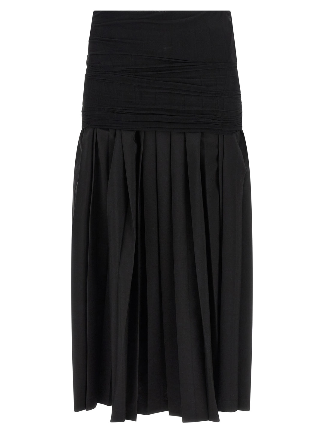 MM6 Maison Margiela Black Polyester Midi Skirt