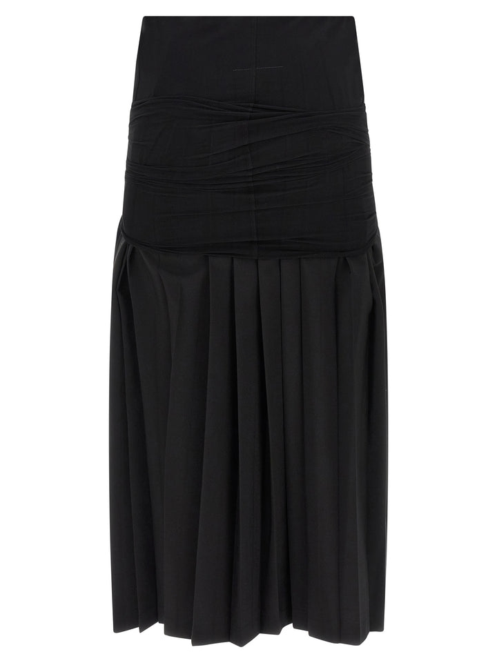 MM6 Maison Margiela Black Polyester Midi Skirt