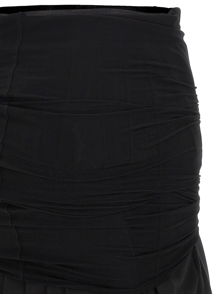 MM6 Maison Margiela Black Polyester Midi Skirt