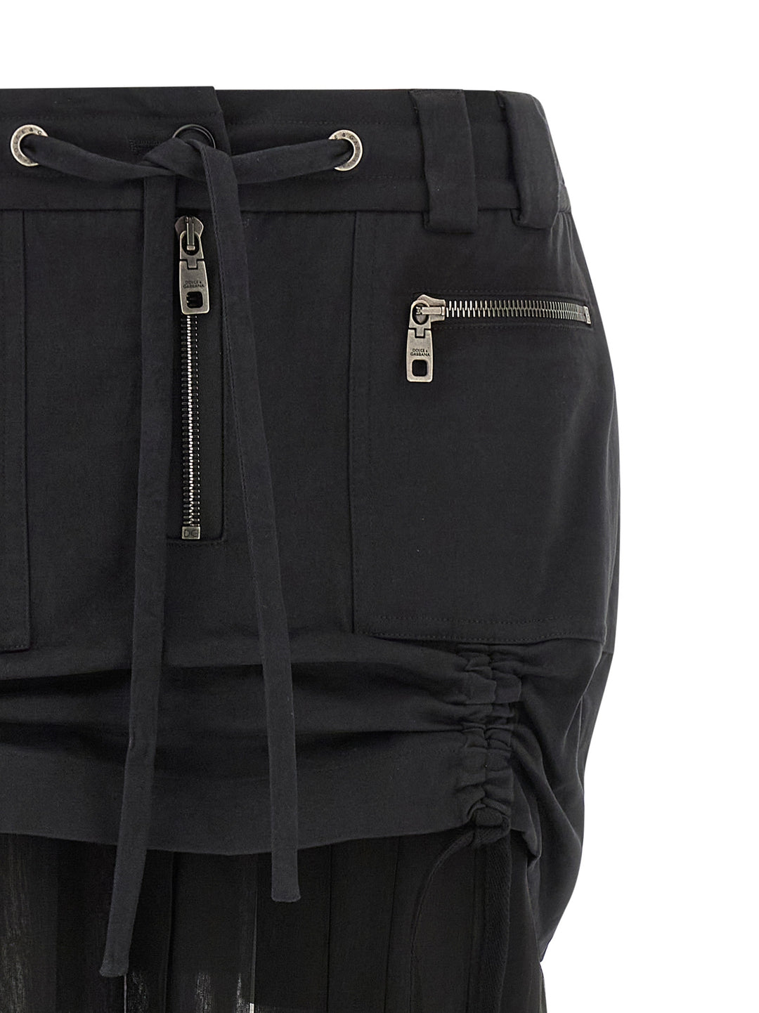 Dolce &amp; Gabbana Black Silk Midi Skirt