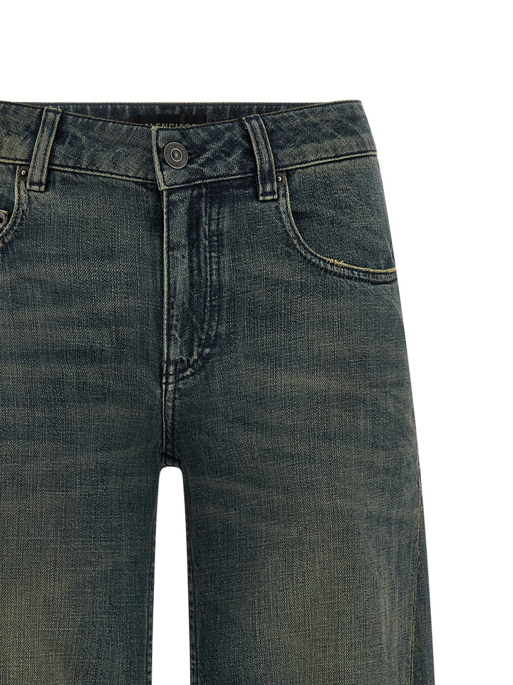 Balenciaga Blue Cotton Flared Jeans