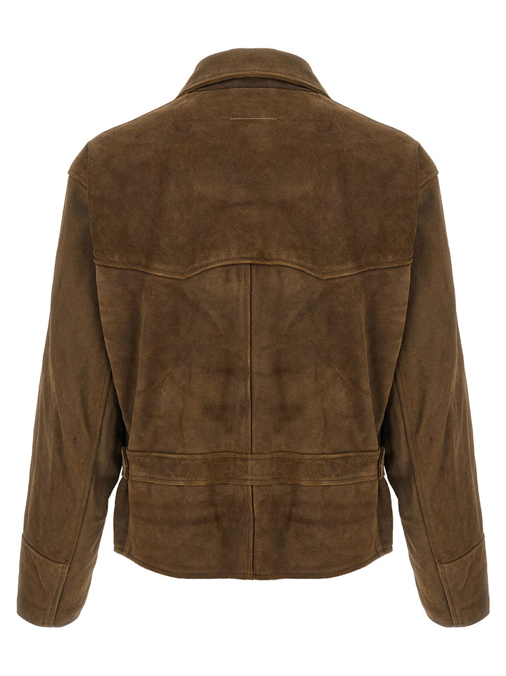 MM6 Maison Margiela Brown Calfskin Leather Jacket