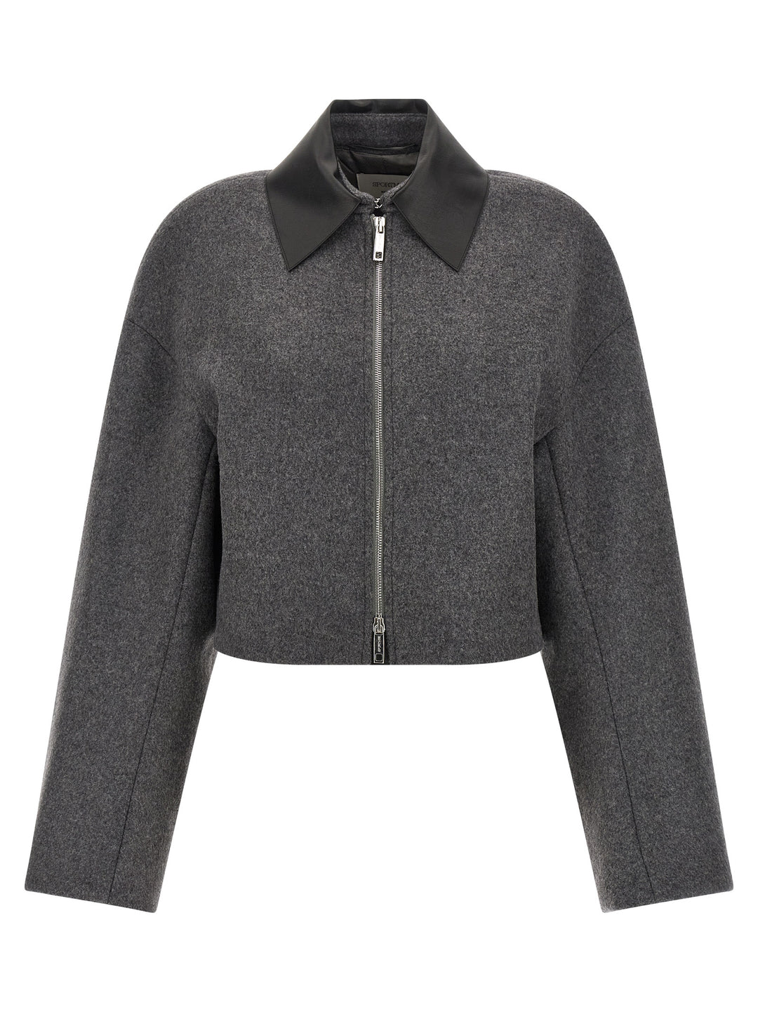Sportmax Gray Virgin Wool Full-Length Jacket