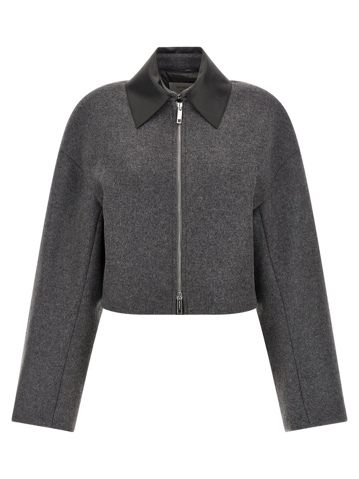 Sportmax Gray Virgin Wool Full-Length Jacket