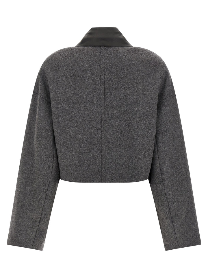 Sportmax Gray Virgin Wool Full-Length Jacket