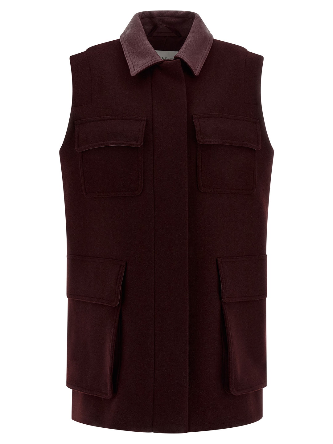 Max Mara Bordeaux Virgin Wool Sleeveless Jacket