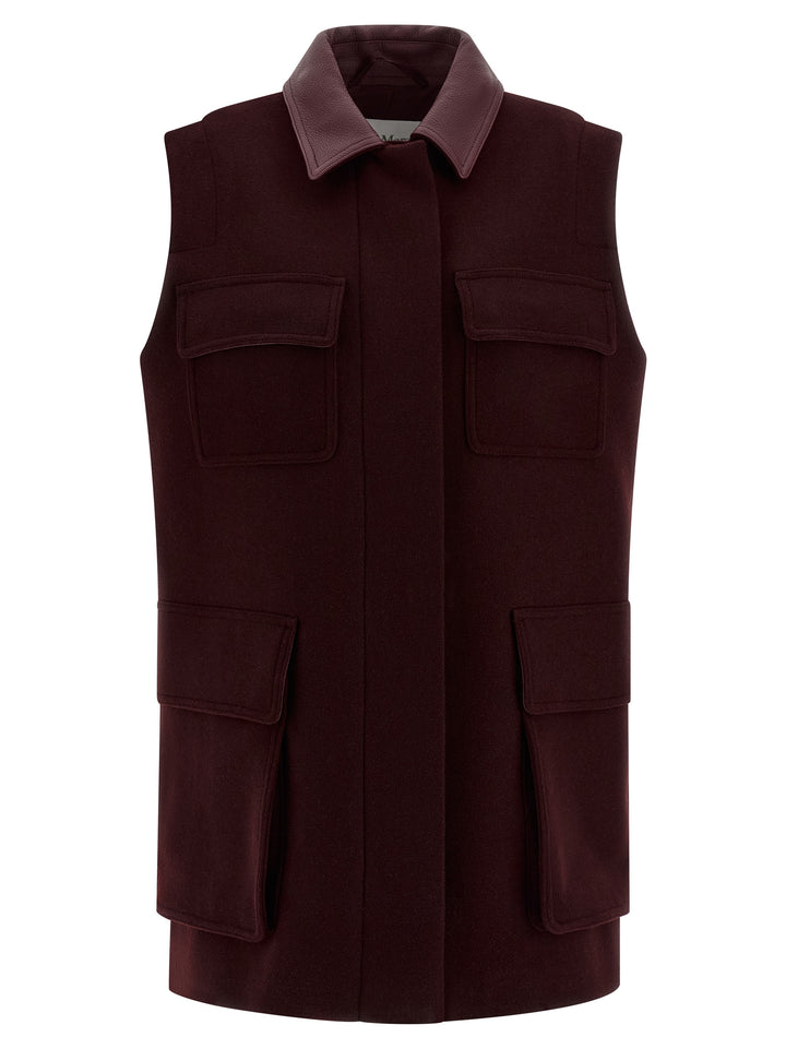 Max Mara Bordeaux Virgin Wool Sleeveless Jacket