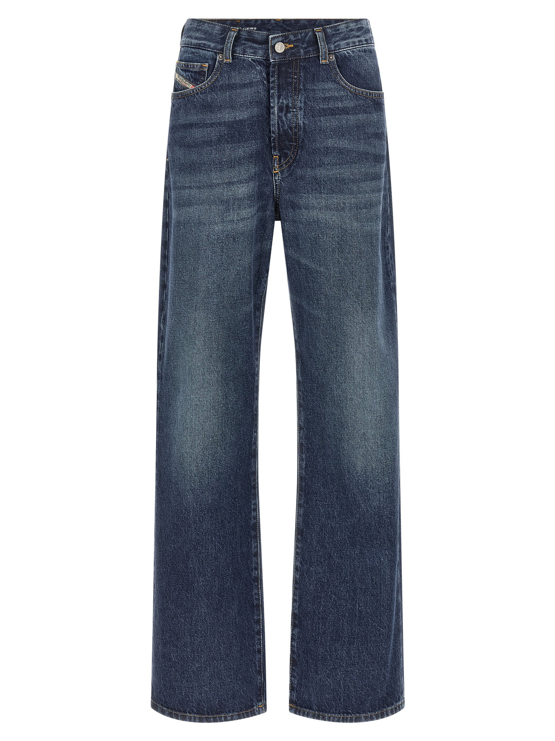 Diesel Blue Cotton Straight-Leg Jeans