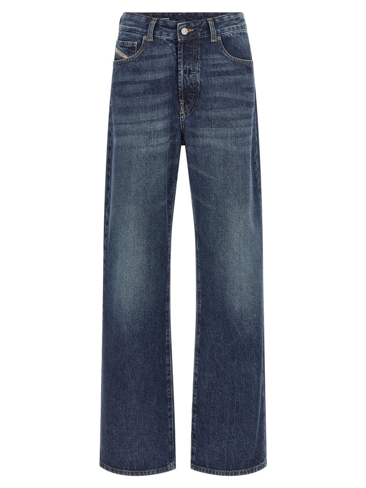 Diesel Blue Cotton Straight-Leg Jeans