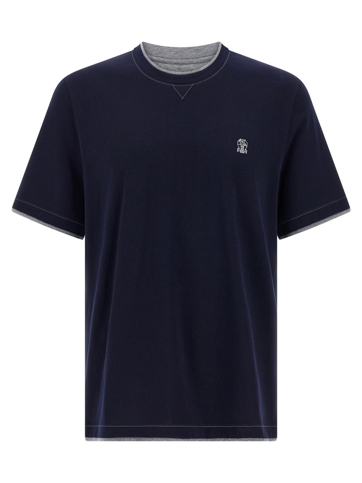 Brunello Cucinelli Blue Cotton T-Shirt