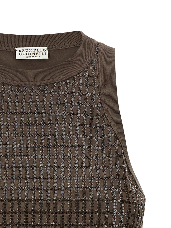 Brunello Cucinelli Brown Cotton Tank Tops