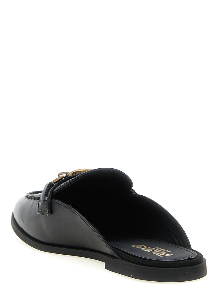 PINKO Black Calfskin Slides