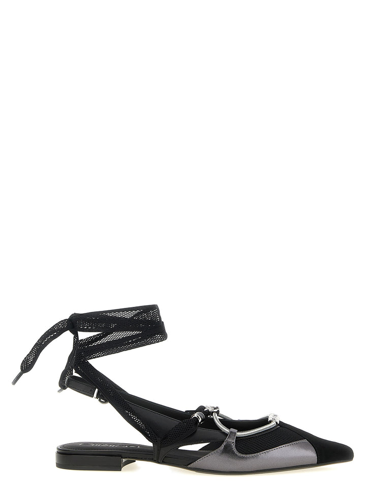 PINKO Black Leather Ballet Flats