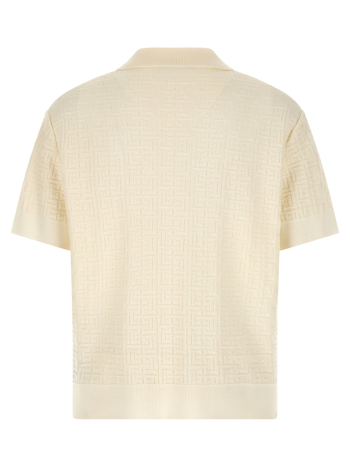 Balmain White Wool Polo Shirt