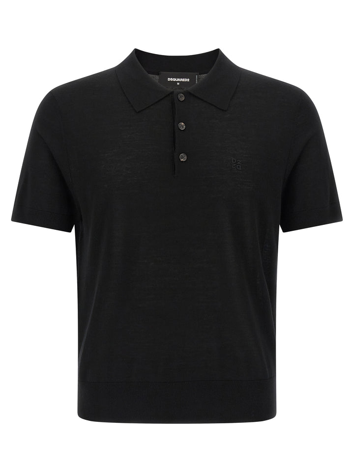 Dsquared² Black Wool Polo Shirt