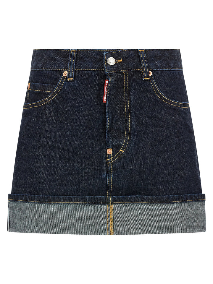 Dsquared² Blue Cotton Long Skirt