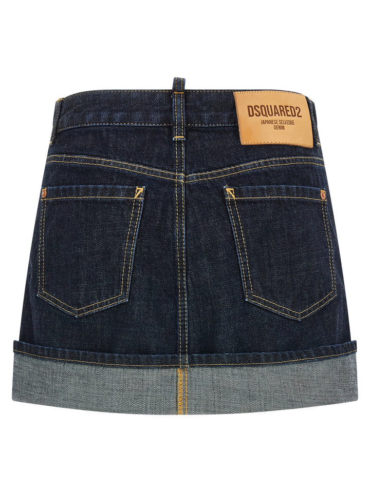 Dsquared² Blue Cotton Long Skirt