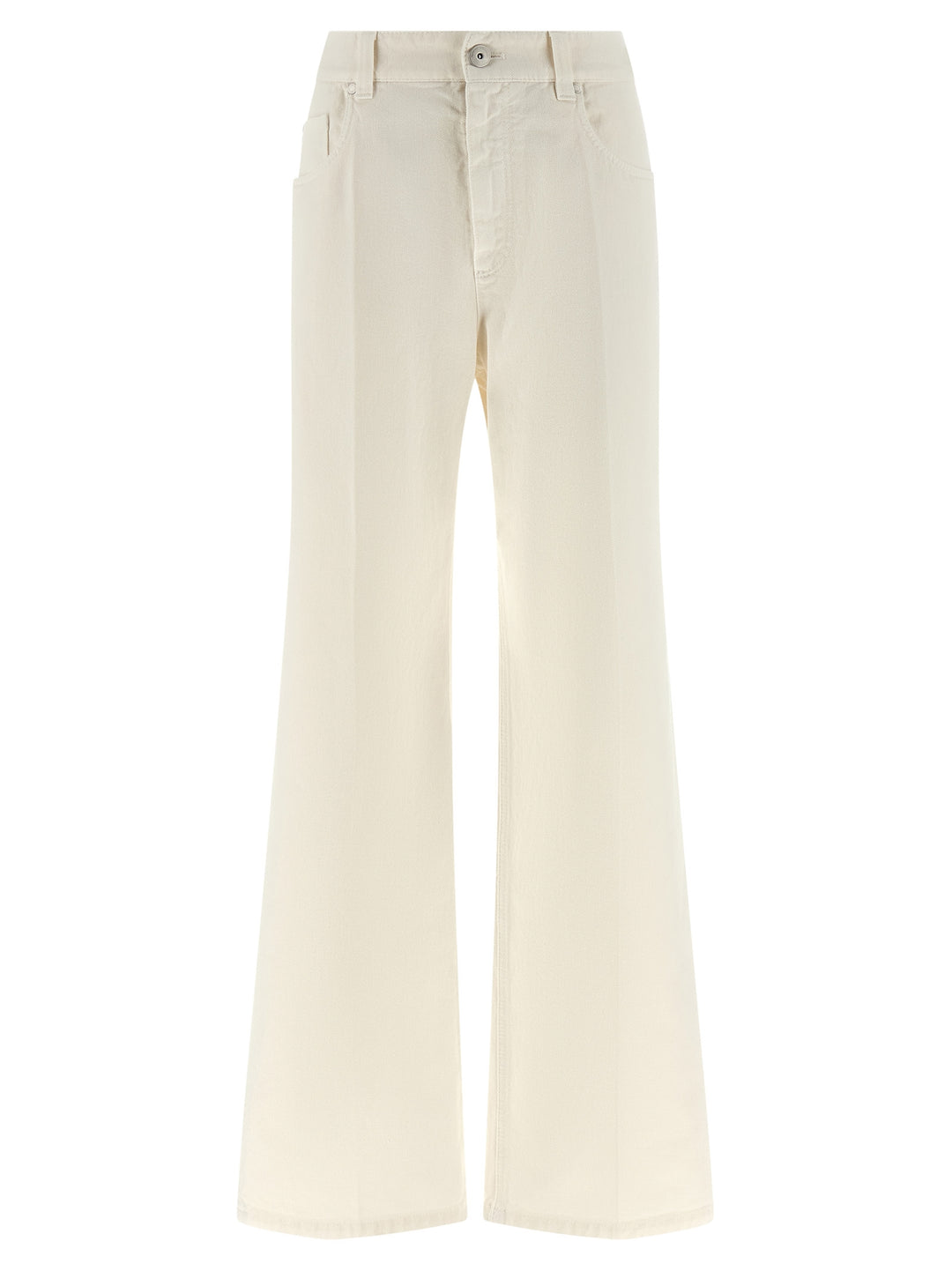 Brunello Cucinelli White Cotton Relaxed Fit Jeans