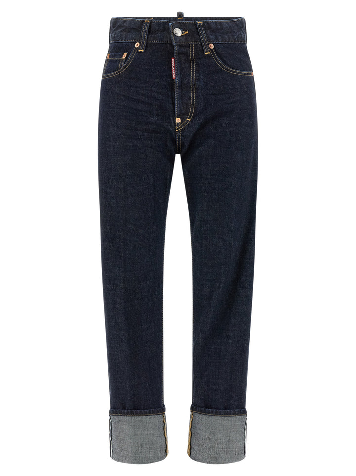 Dsquared² Blue Cotton Straight-Leg Jeans