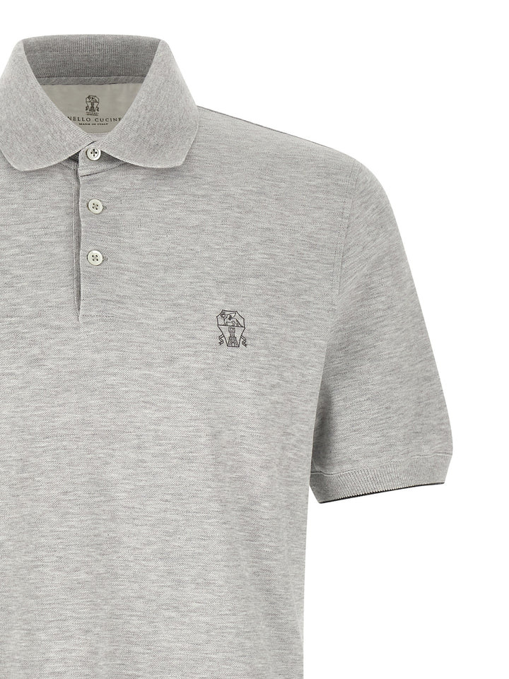 Brunello Cucinelli Gray Cotton Polo Shirt