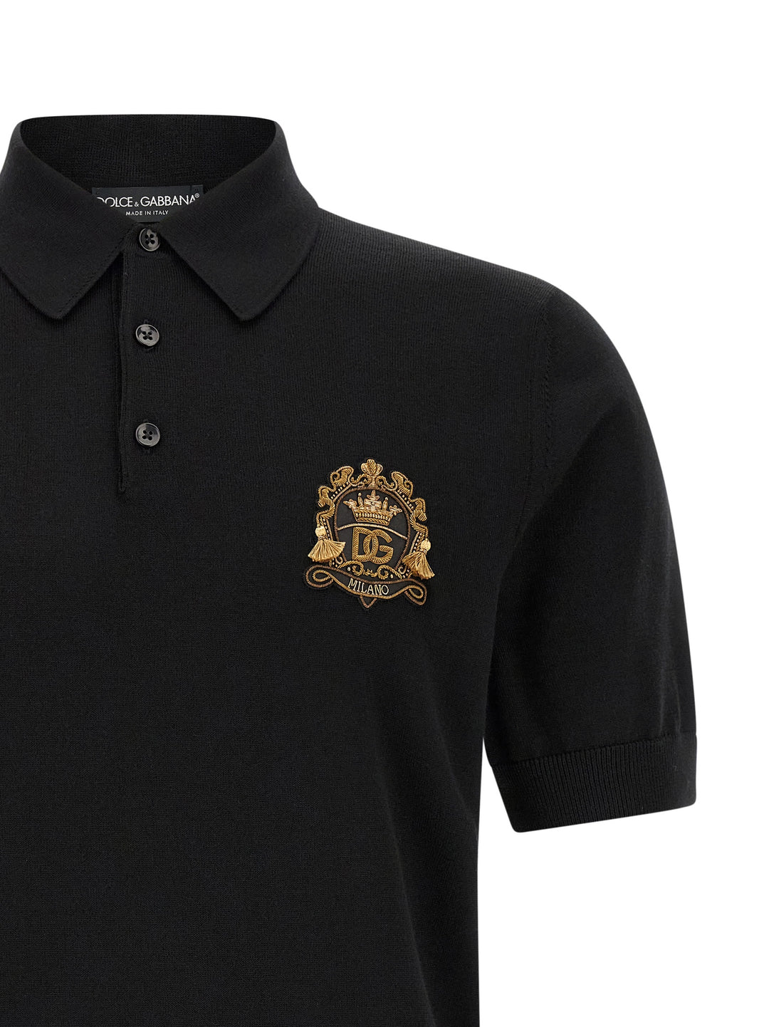 Dolce &amp; Gabbana Black Virgin Wool Polo Shirt