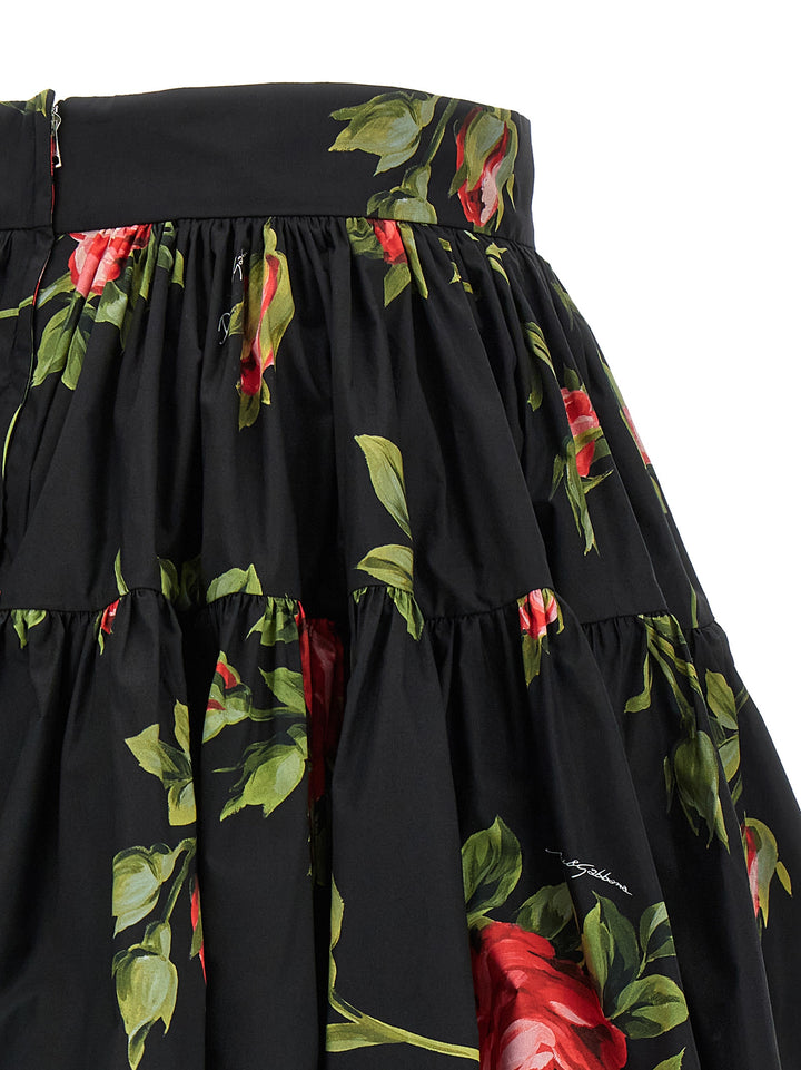 Dolce &amp; Gabbana Black Cotton Long Skirt