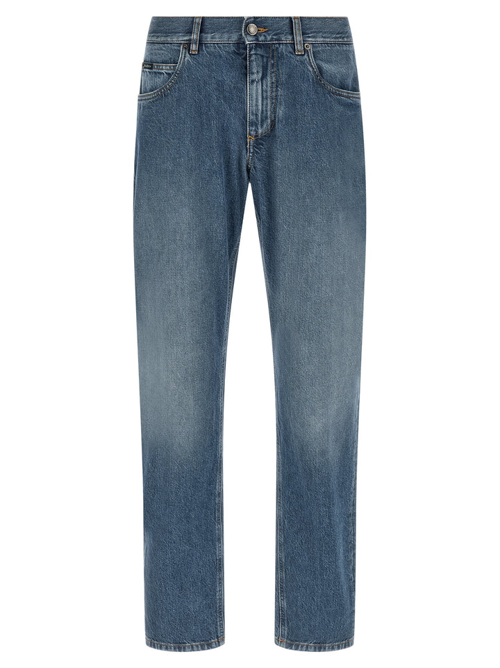 Dolce &amp; Gabbana Blue Cotton Straight-Leg Jeans