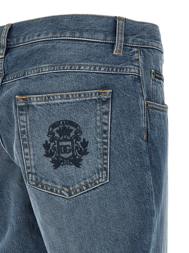Dolce &amp; Gabbana Blue Cotton Straight-Leg Jeans