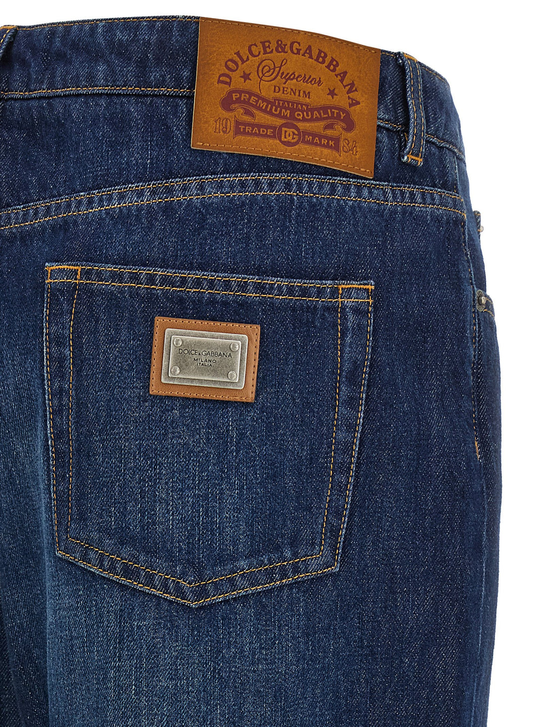 Dolce &amp; Gabbana Blue Cotton Straight-Leg Jeans