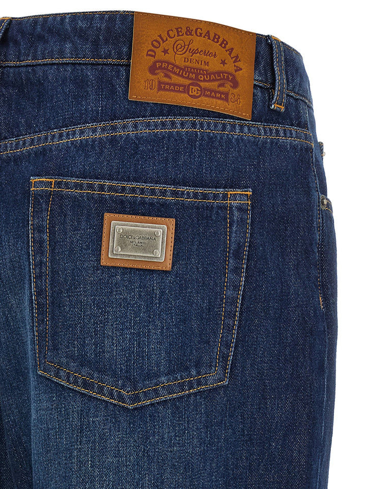 Dolce &amp; Gabbana Blue Cotton Straight-Leg Jeans