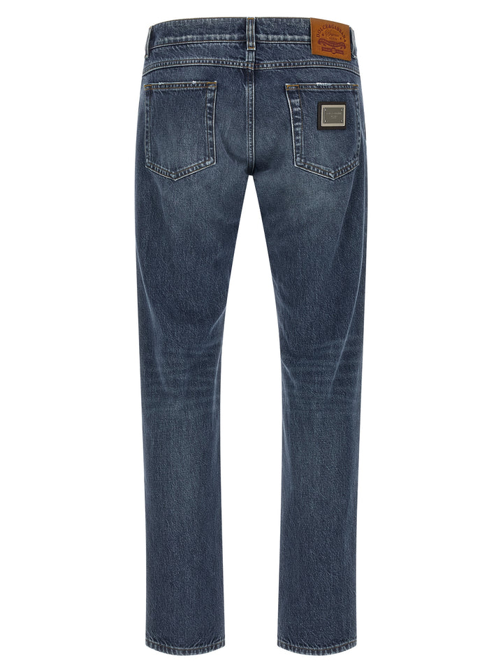 Dolce &amp; Gabbana Blue Cotton Straight-Leg Jeans