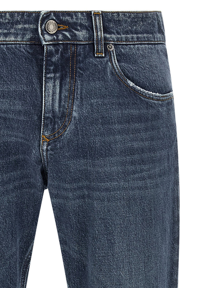 Dolce &amp; Gabbana Blue Cotton Straight-Leg Jeans