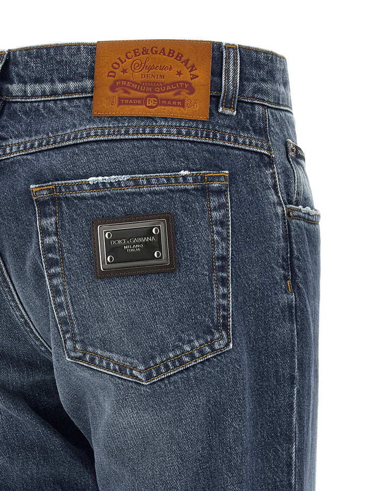 Dolce &amp; Gabbana Blue Cotton Straight-Leg Jeans